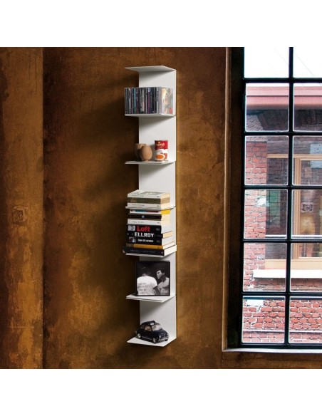 Libreria da parete Ghost in acciaio bianco 20 x 130 cm