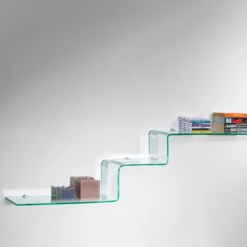 Mensole design in vetro curvato trasparente 100 cm Ladder