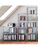 Libreria per mansarda in acciaio e vetro design moderno Socrate 43