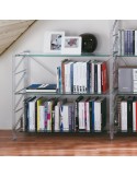Libreria per mansarda in acciaio e vetro design moderno Socrate 43
