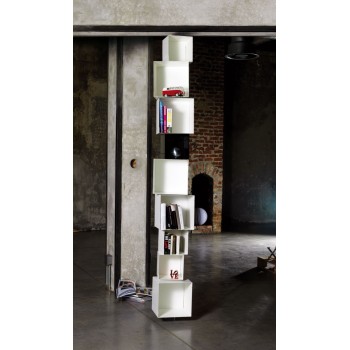 Libreria design a colonna in acciaio bianco Skatola sk33