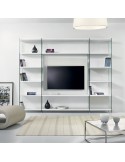 Libreria porta TV per soggiorno in legno e vetro 250 x 200 cm Byblos