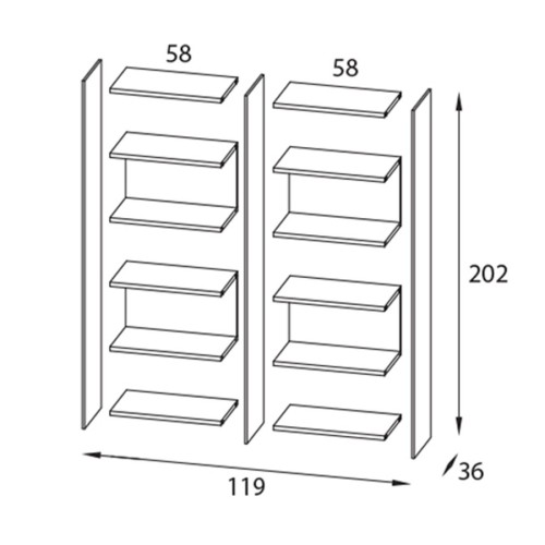 Libreria separa ambienti autoportante bifacciale 120 x 200 cm Tibor5