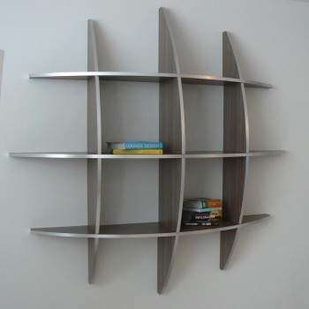 Libreria rotonda da parete in legno wenghè chiaro Guidus WG