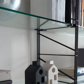 Scaffale libreria da parete in acciaio e vetro Melker 249 2