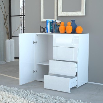Credenza cucina moderna in MDF laccato bianco lucido Surf 2