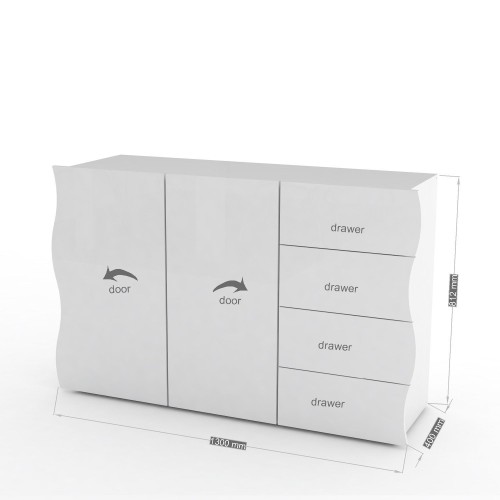 Credenza per cucina moderna in MDF bianco Surf B