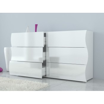 Credenza da cucina con 6 cassetti bianco lucido Surf F 2
