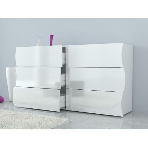 Credenza da cucina con 6 cassetti bianco lucido Surf F