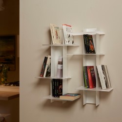 Libreria a muro a colonna in metallo e plexiglass Elib3