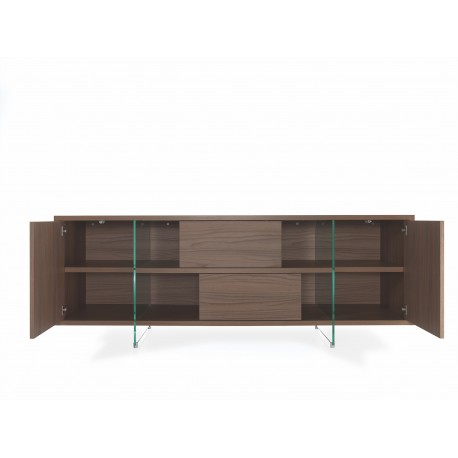 Madia moderna con ante scorrevoli in laminato e vetro 180 cm Benoit