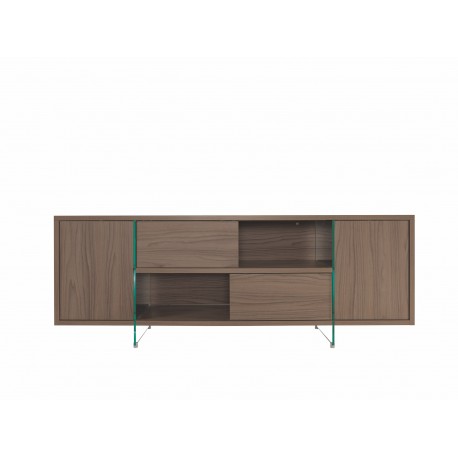 Madia moderna con ante scorrevoli in laminato e vetro 180 cm Benoit