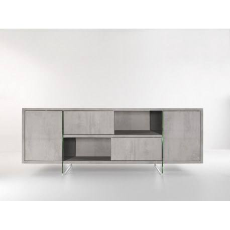 Madia moderna con ante scorrevoli in laminato e vetro 180 cm Benoit