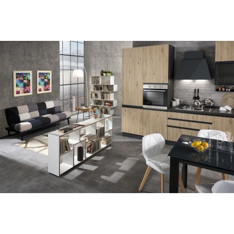 Libreria moderna a giorno in legno bianco e rovere Olyak