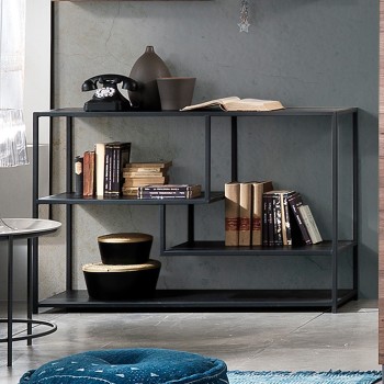 Libreria design moderno in metallo e legno Effreu Black