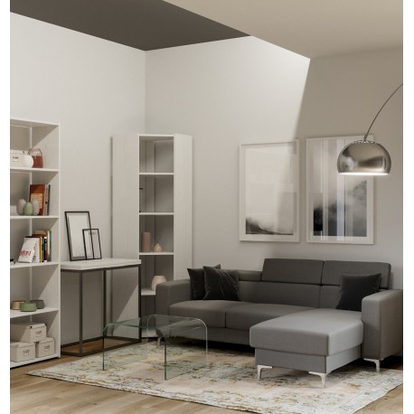 Libreria moderna in legno Inedditah Angolo A finitura bianco frassino