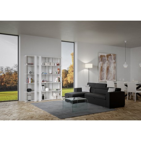 Libreria a parete in legno 6 ripiani Inedditah E finitura BIANCO FRASSINO