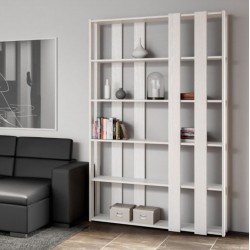 Libreria lineare a muro moderna Inedditah E-Small finitura BIANCO FRASSINO 2