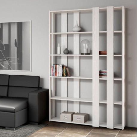 Libreria lineare a muro moderna Inedditah E-Small finitura BIANCO FRASSINO