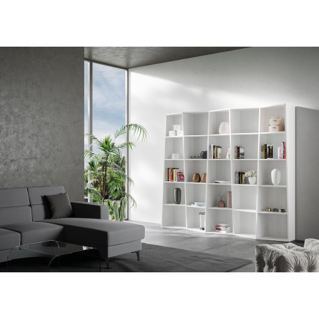 Libreria autoportante a parete in legno Deducha 5 finitura BIANCO FRASSINO