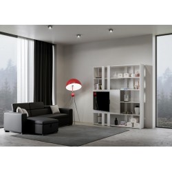 Libreria con porta tv per salotto Inedditah H finitura BIANCO FRASSINO 2
