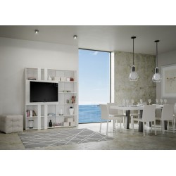 Libreria design in legno con porta tv Inedditah L finitura BIANCO FRASSINO 2