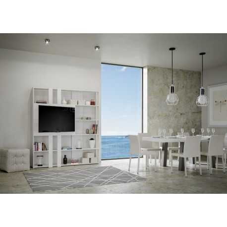 Mobile libreria con porta tv in legno Inedditah M finitura BIANCO FRASSINO