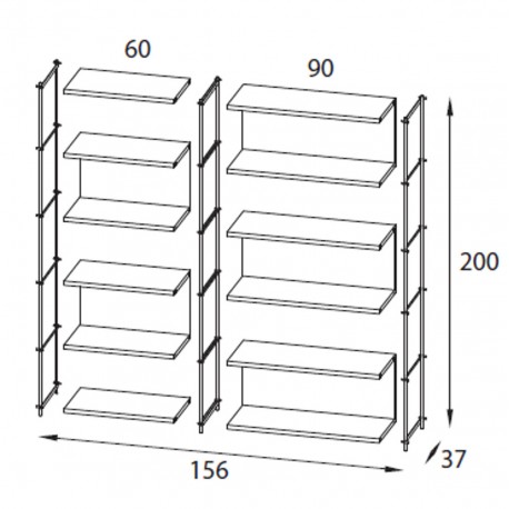Libreria divisoria separa ambienti in acciaio Miyoko