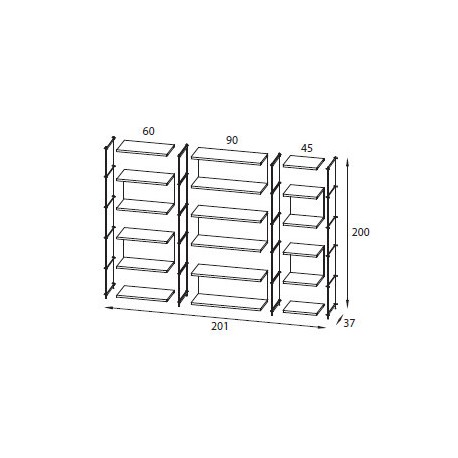 Libreria divisoria autoportante da terra in acciaio Miyoko