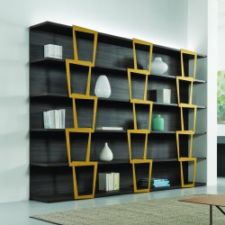 Libreria a giorno design moderno in legno e acciaio Trapezio