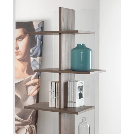 Libreria a colonna moderna per salotto Laddy finitura NOCE