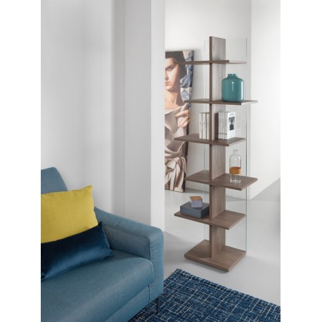 Libreria a colonna moderna per salotto Laddy finitura NOCE