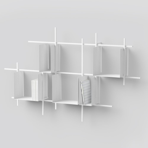 Libreria tubolare acciaio da parete moderna Libra comp-5