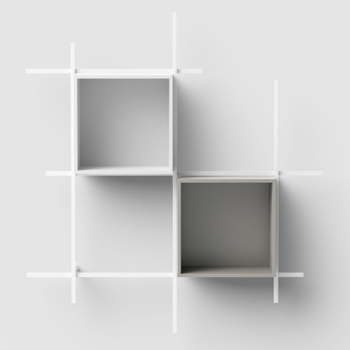 Libreria a parete in tubolare d'acciaio Etere1-Comp2