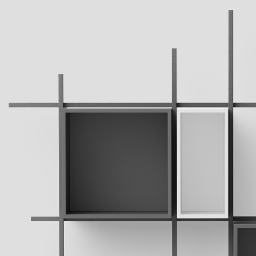 Libreria a parete moderna in acciaio e laminato Etere2-Comp2