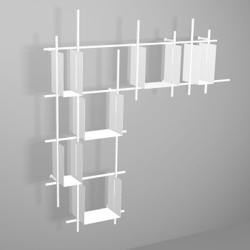 Libreria a muro in tubi di acciaio Etere6-Comp1