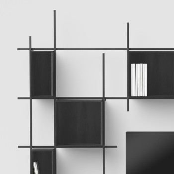 Libreria da parete in tubolare d'acciaio Etere6-Comp2 2