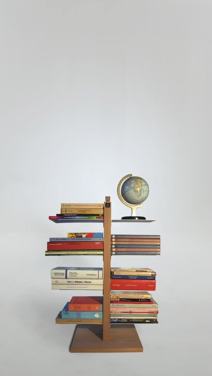Libreria a colonna da terra Zia Bice in legno naturale