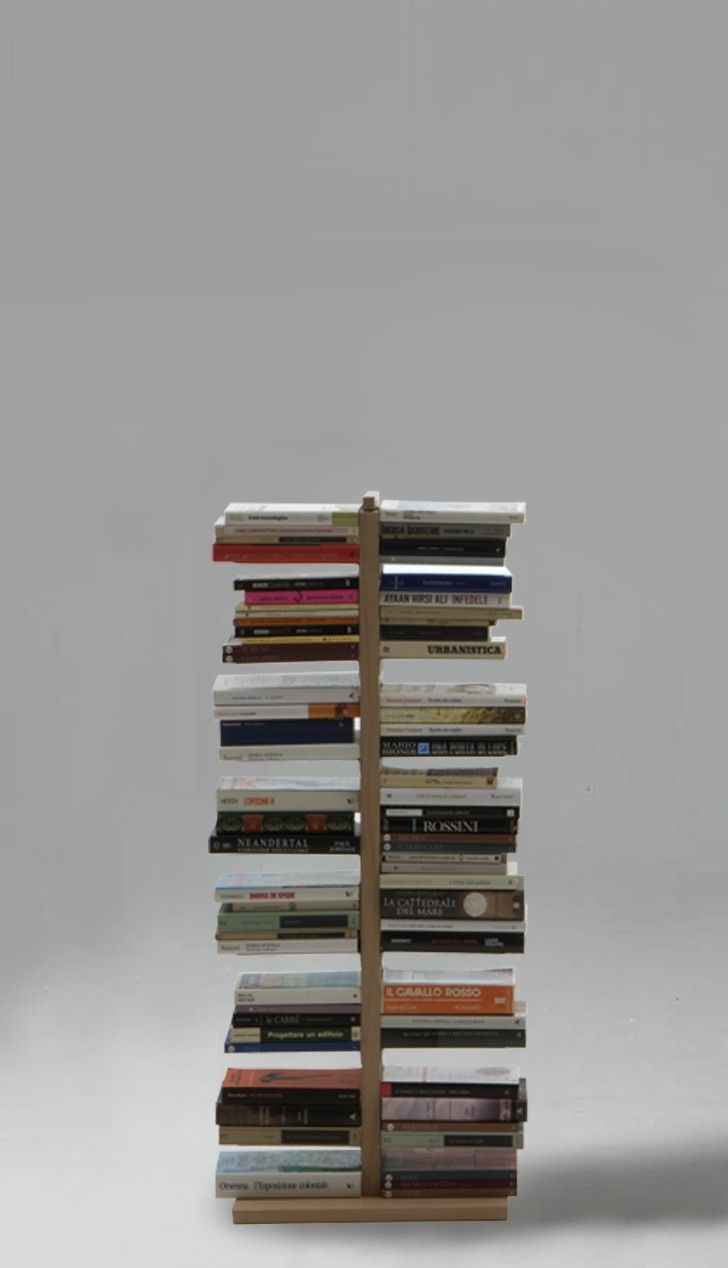 Libreria a colonna da terra Zia Bice in legno naturale