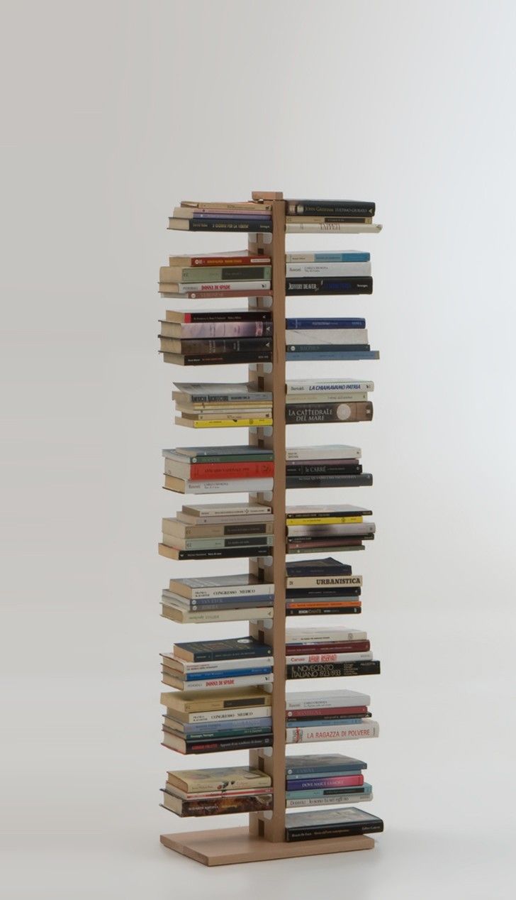 Libreria a colonna da terra Zia Bice in legno naturale