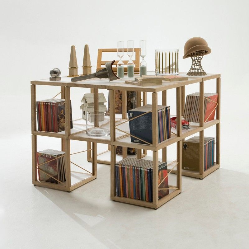 Libreria moderna in legno Castelli 7 rovere naturale