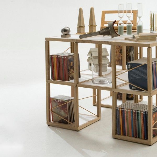 Libreria moderna in legno Castelli 7 rovere naturale