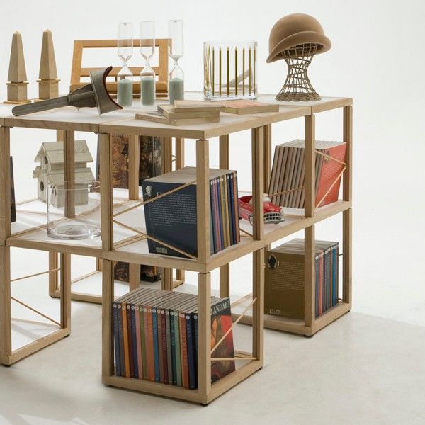Libreria moderna in legno Castelli 7 rovere naturale