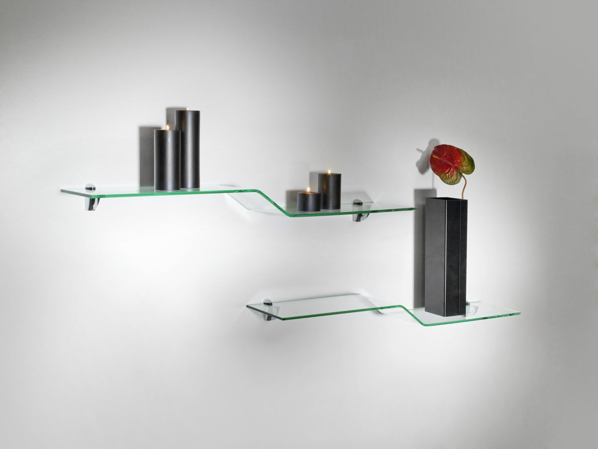 Set mensole in vetro curvato trasparente 100 cm Alton