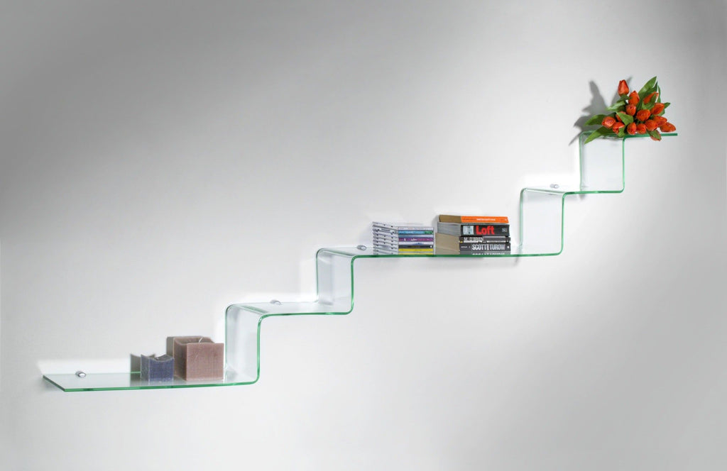Mensole design in vetro curvato trasparente 100 cm Ladder