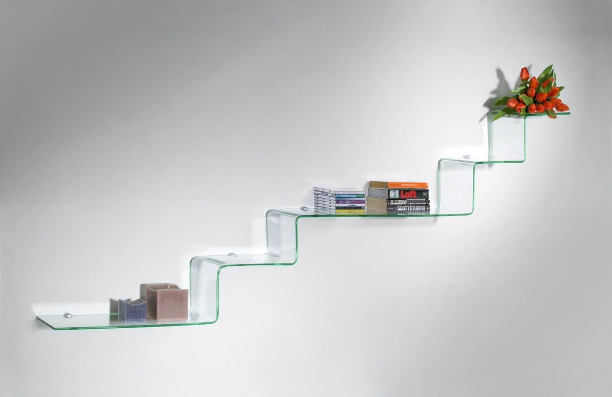 Mensole design in vetro curvato trasparente 100 cm Ladder