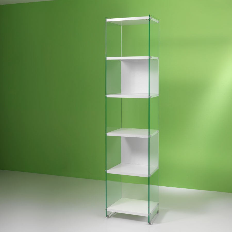 Libreria a colonna in legno e vetro Tibor 202 cm