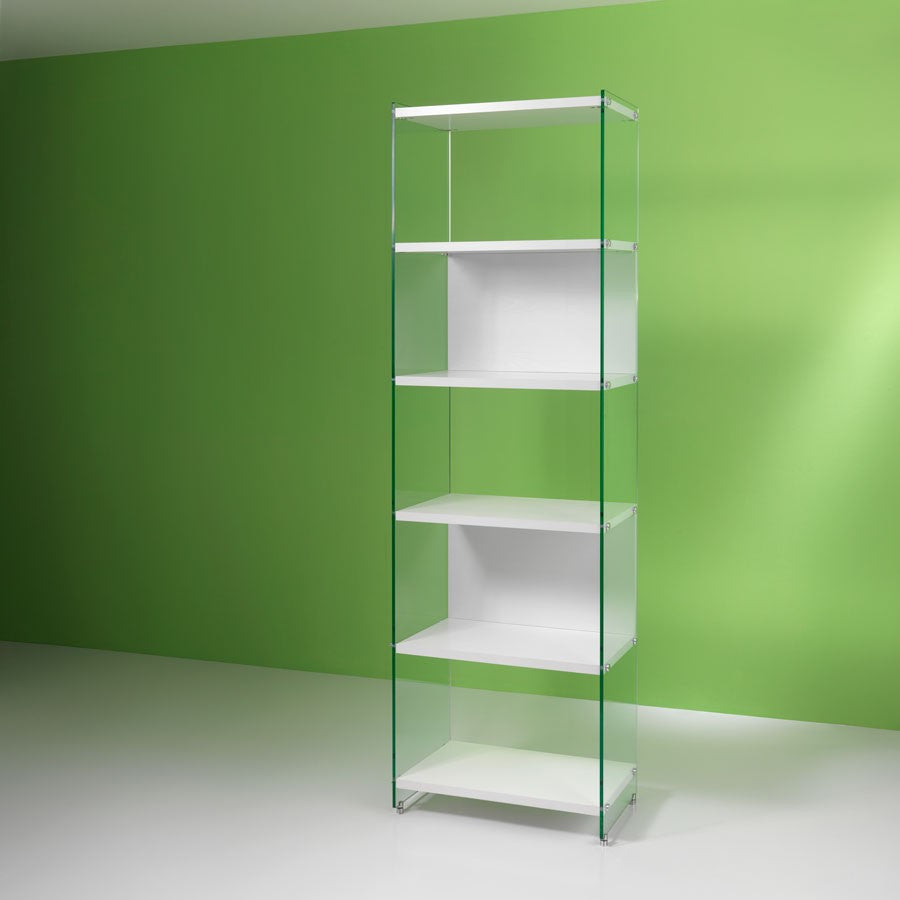 Libreria a colonna in legno e vetro Tibor 202 cm