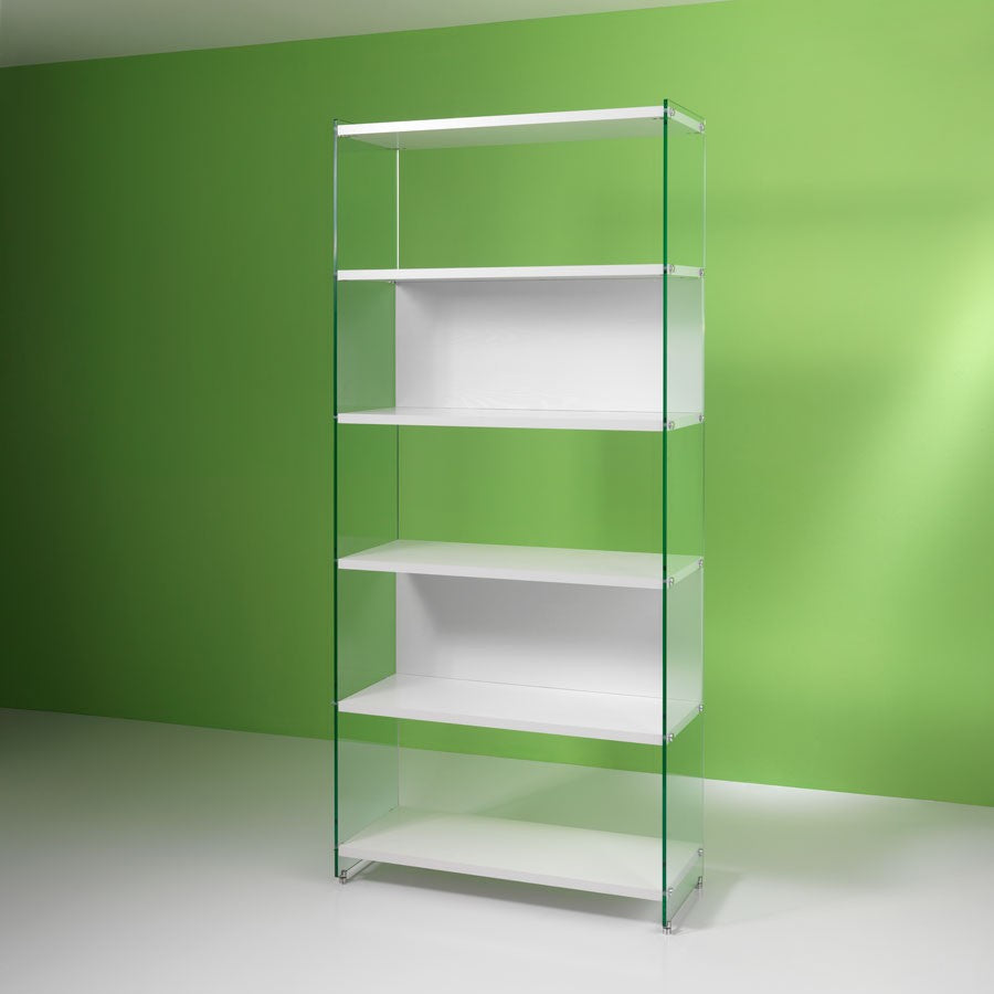 Libreria a colonna in legno e vetro Tibor 202 cm