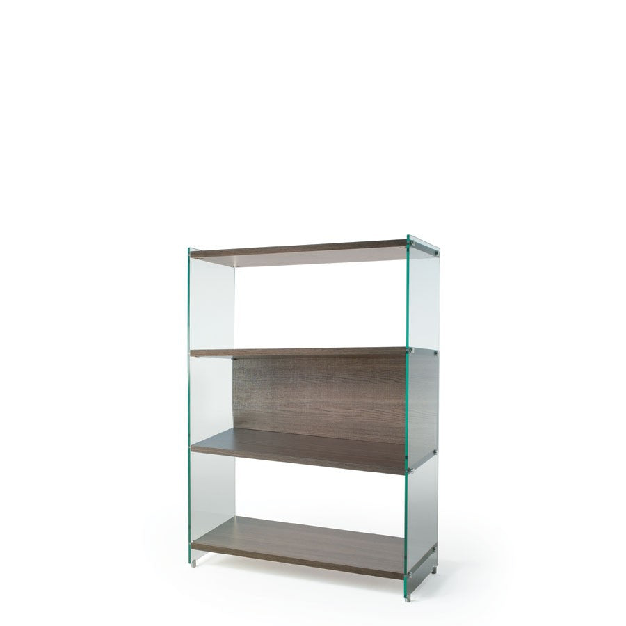 Libreria da terra in laminato e vetro Tibor 126 cm